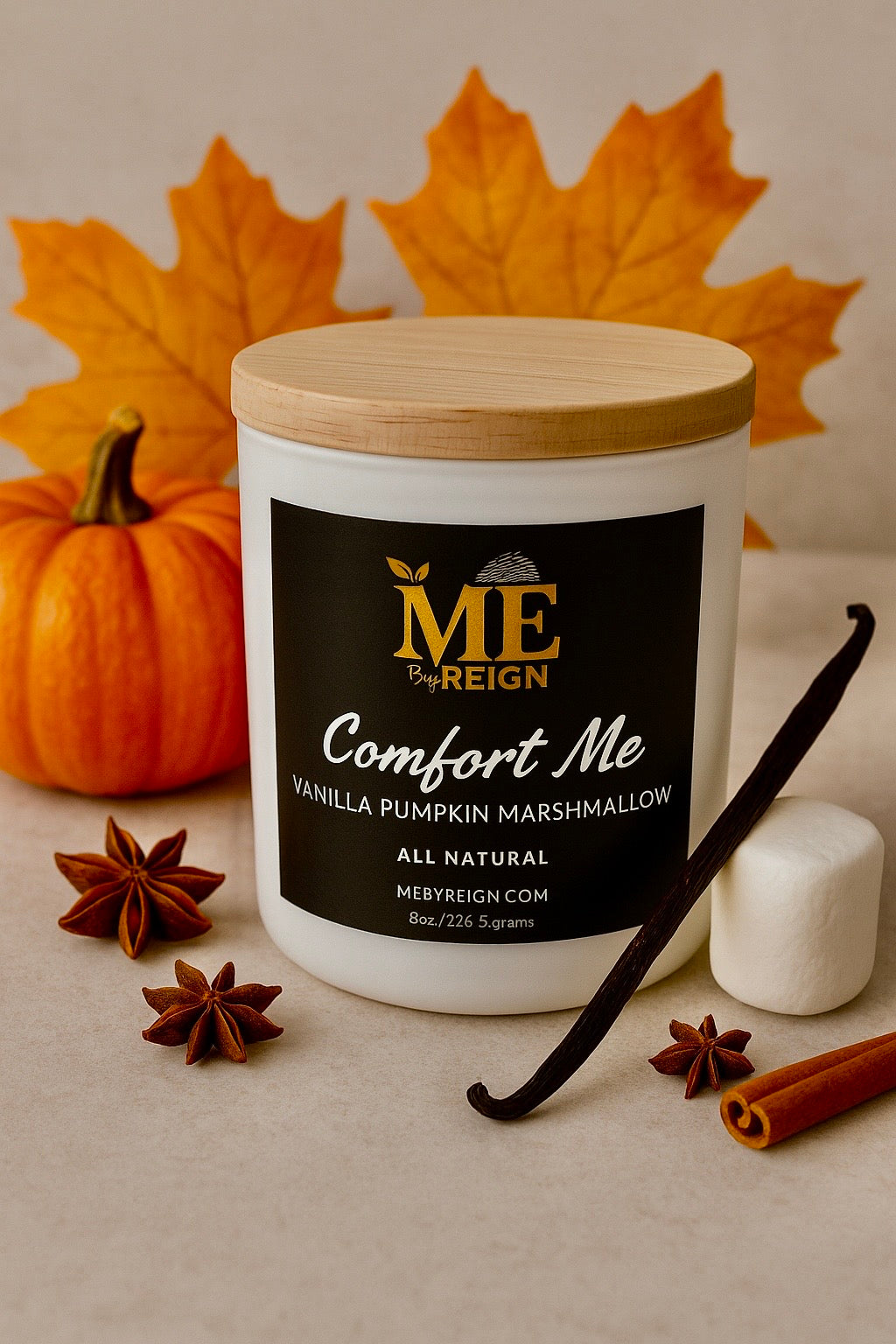 COMFORT ME Pumpkin, Vanilla Marshmallow Candle ￼